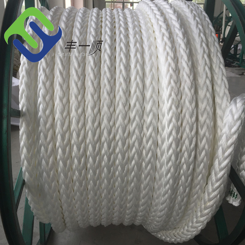 Factory Promotional Polyethylene Twine - 40mm White 12 strand Braided Polyester rope for marine  – Florescence