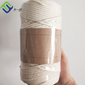 Cuerda de algodón trenzado puro natural de 3 hebras 3 mm 4 mm 5 mm para la venta