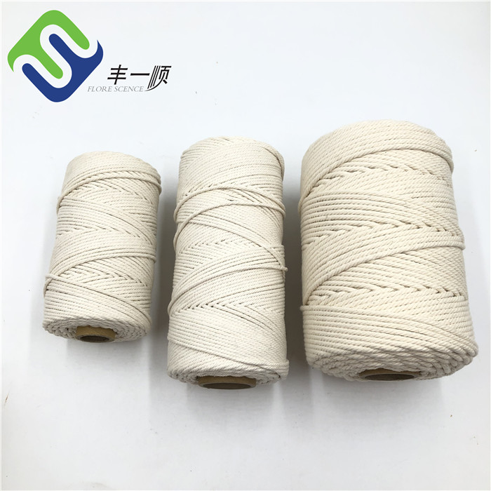 High Quality Pe Rope - 3mm 4mm 3 Strand Twisted 100% Pure Natural Macrame Cotton Rope – Florescence
