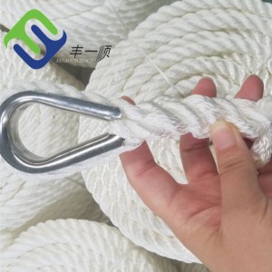 3 Strand Mooring Rope 100% Nylon Rope Anchor line with one thimble