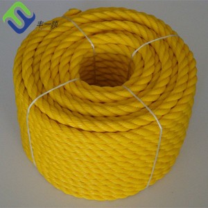 UV Protected 4 Strands PP Danline Rope 14mm ມີສີເຫຼືອງ