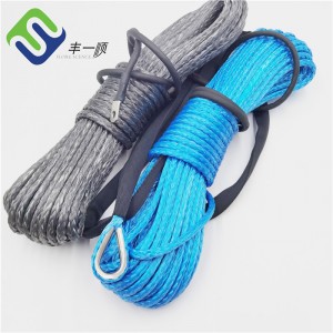 Colorful 12 strand 10mm 4×4 synthetic winch rope with thimble