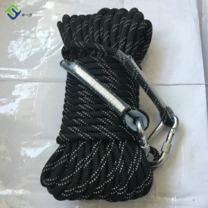 100% Original Pp Multifilament Braided Rope - Black 10mm Rock Climbing Static Rope With Carabiner at each end – Florescence