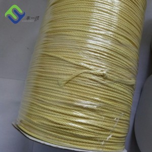 စွန်ကြိုးအတွက် 3mm 16 strands ကျစ်ထားသော kevlar aramid ကြိုး