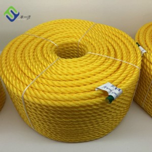 Yellow 4mm 3 strand high density twisted PE polyethylene packing rope