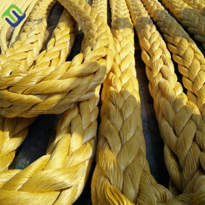 30mmx220m Yellow Color 12 Strand Spliced UHMWPE Spectra Rope Hot Sale