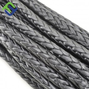 កម្លាំងខ្ពស់ 10mm 12 Strand Braided Synthetic Rope UHMWPE