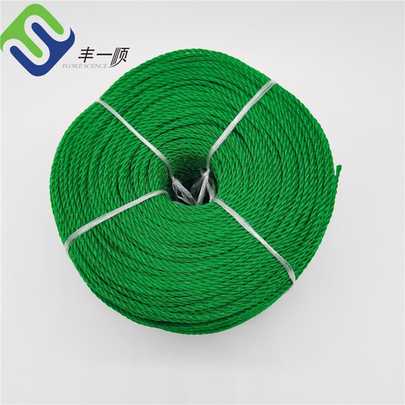 China Green Color 3 Strand PP Rope Polypropylene 10mm for each roll  220meter factory and manufacturers