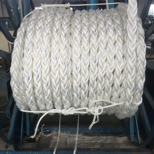 Corde d'amarrage en polypropylène à 8 brins à haute résistance aux UV pour chantier naval