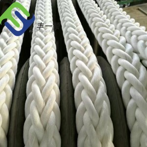 Colored 12 Strand Polyester Rope 64mm Mooring Tow Line For Vessel