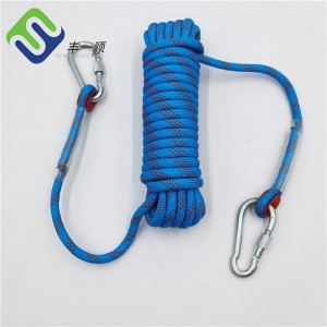 Farebné 10mm polyesterové horolezecké lano s karabínou