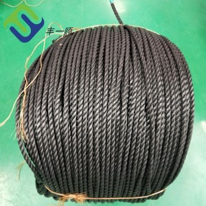 Black 3 strand PP split film rope for fishing net
