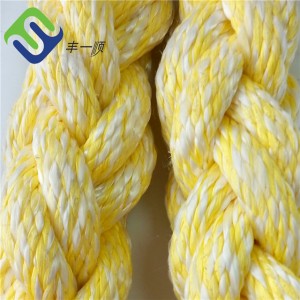 Yellow Marine mooring 8 strand PP and Polyester mixed rope for sale