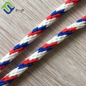 Blue and White Color PP Solid Braided Rope 8mmx100m With Core Made in China