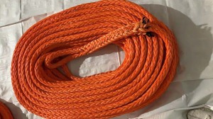 High Breaking Load Red Color 30mmx300m 12 Strand UHMWPE Braided Rope With Spliced Eye at Each End